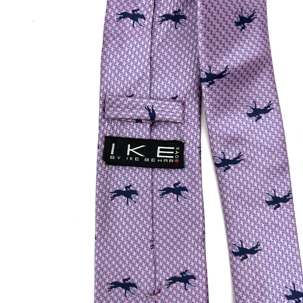 Vintage IKE Boys by Ike Behar Lavender Blue Houndstooth Cowboy Horse Necktie 42